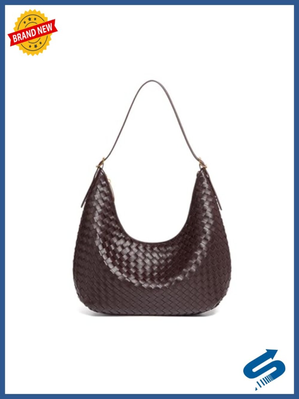 Woven Hobo Bag Large Vegan Leather Purse Crescent Shoulder Bag for Work Travel